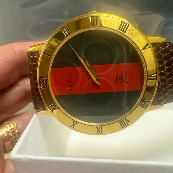 Gucci Ladies Gold Dial Sherry Line 18K Electro plated Vintage Swiss Made 17cm - Picture 4 of 17